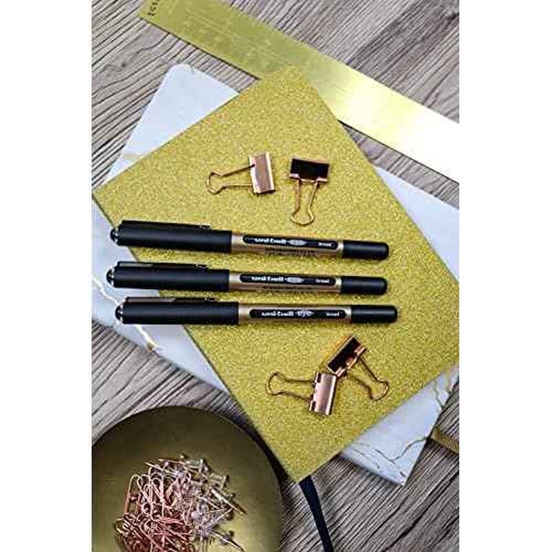 uni-ball On Point ¡®Stay Gold¡¯ Eye Broad Rollerball Handwriting Pens 3 Pack in Black Ink