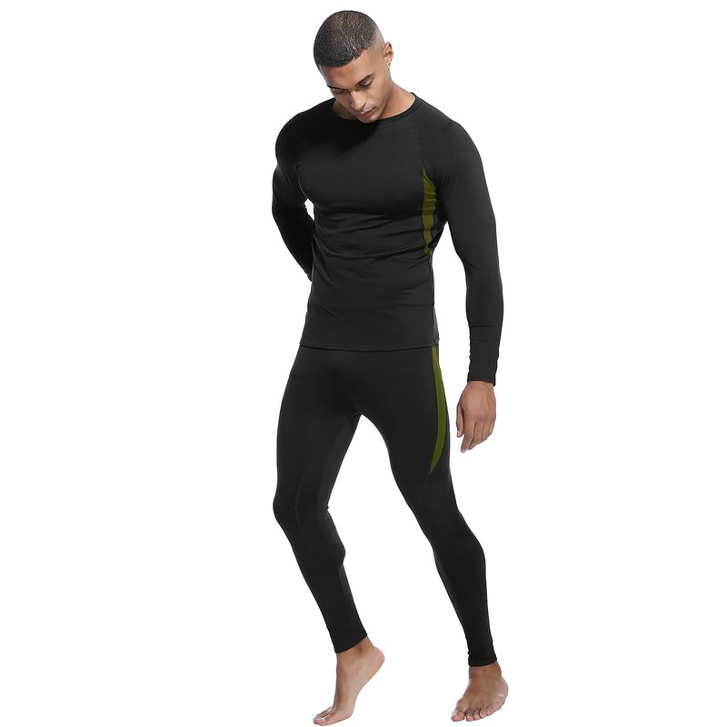 MEGE KNIGHT Mens Thermals Top and Bottom set Winter Underwear Insulated Hunting Long Johns Outdoor Military Hunting Essentials Cold Gear Black
