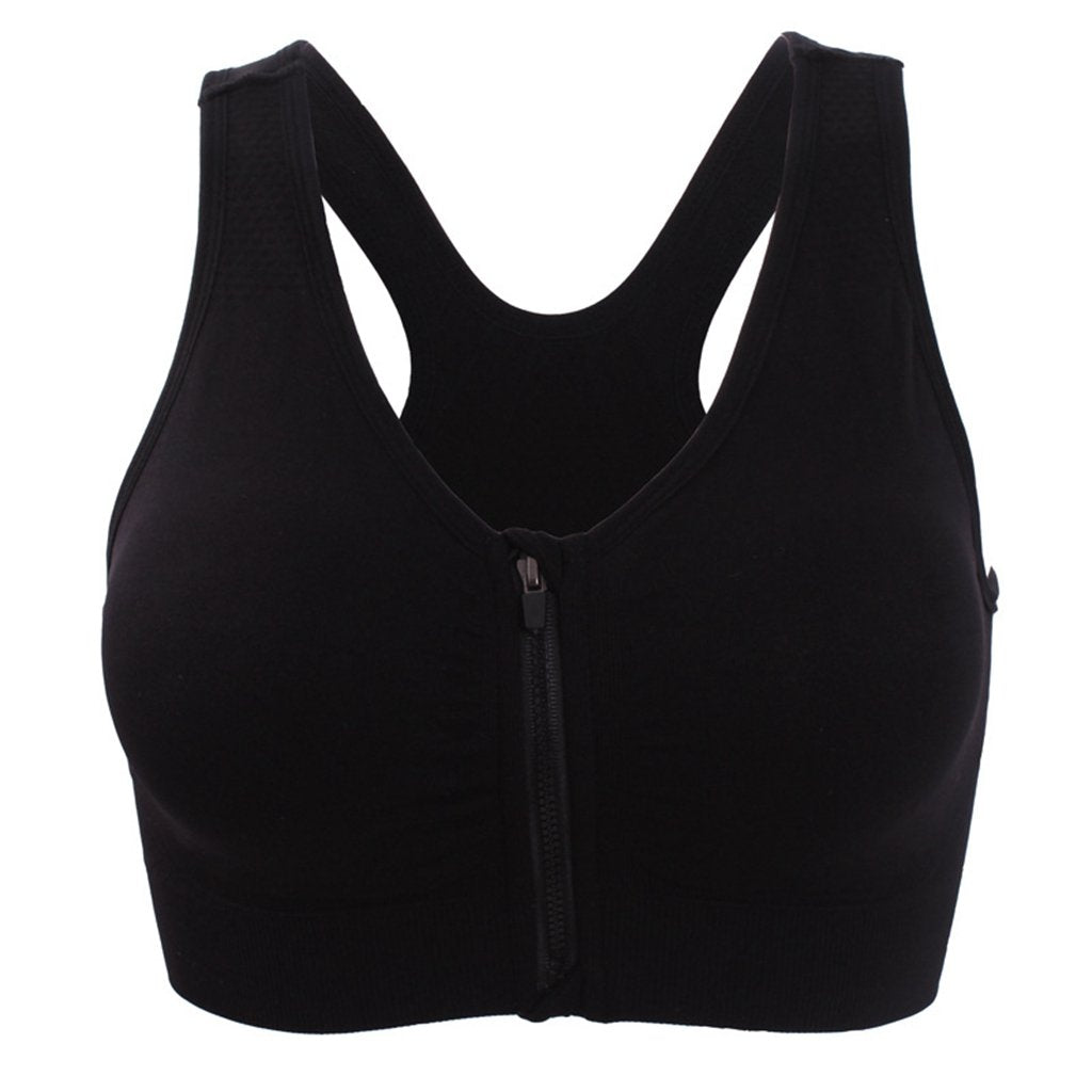 Hiking Gril Women's Zip Front Sports Bra Wireless Post-Surgery Yoga Bras HF L