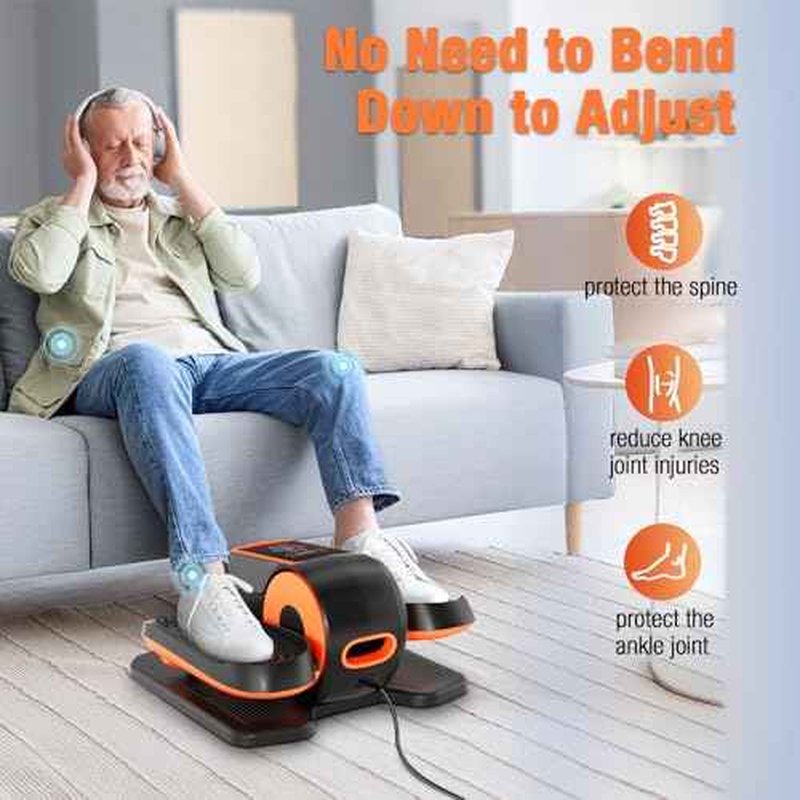 Under Desk Elliptical Exercise Machine, Ellipse Leg Exerciser as Seen on TV with Remote, 15 Adjustable Speed, Portable Leg Exerciser While Sitting for Seniors, Quiet Elliptical Machine for Home Office