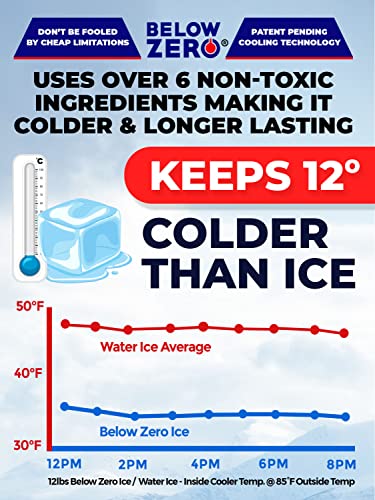 BELOW ZERO Large Reusable Ice Packs for Large Coolers and Lunch Bags – Patent Pending -Colder and Longer Lasting- Up to 48 Hour Cooling Ice Gel Pack - Factory Filled Sealed – Large 10”x9”