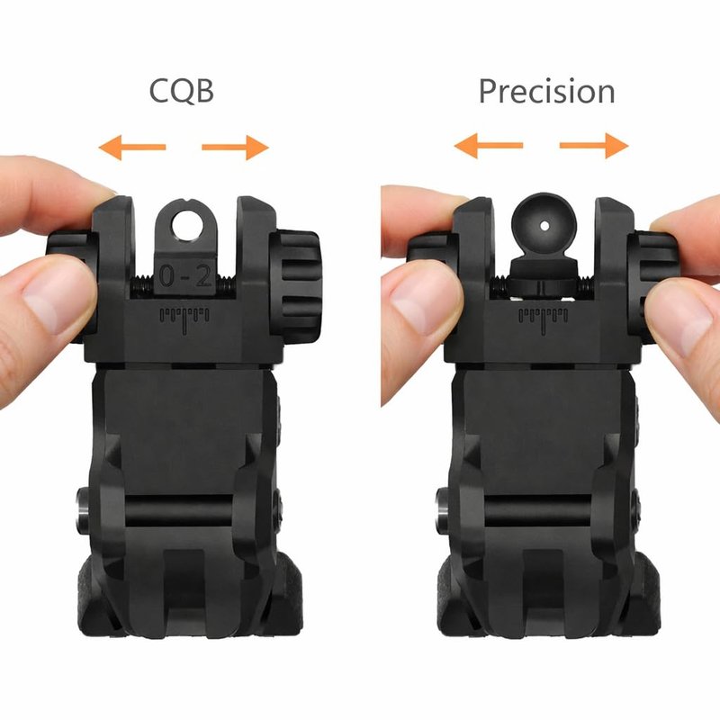 GOTICAL | Flip Up Lightweight Polymer Composite Sights for Rifle Tool-Free Adjustable Front Sight Rapid Transition Backup Front and Rear Sight w/Integral Front Sight Adjustable Nut Full CO-WITHNESS