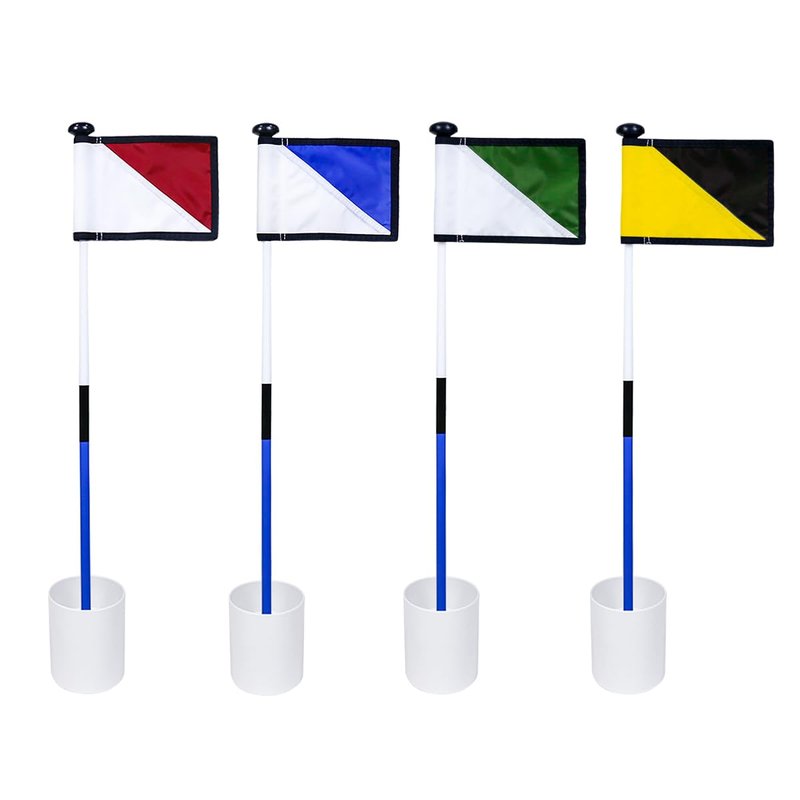 Konday Golf Flagstick 3ft, Flag Hole Cup Set Double-Sided Putting Green Flags for Backyard Putting Green Driving Range Practice Two-Section Design Portable 4 Pack 6 Inch Height Golf Cup