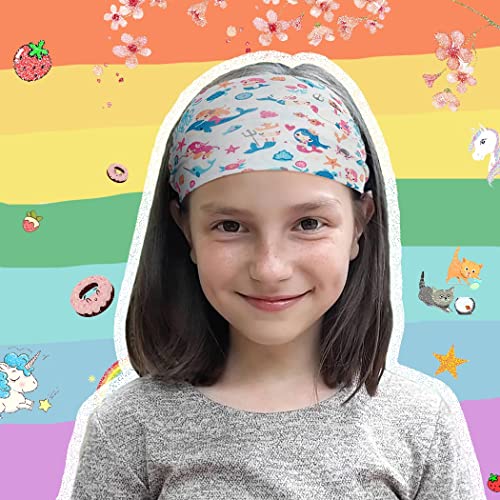 Bohend Girls Headbands Wide Knotted Hair Bands 3Pcs Non Slip Elastic Cute Head Bands Workout Yoga Sweatband Hair Accessories for Girls and Kids (B)