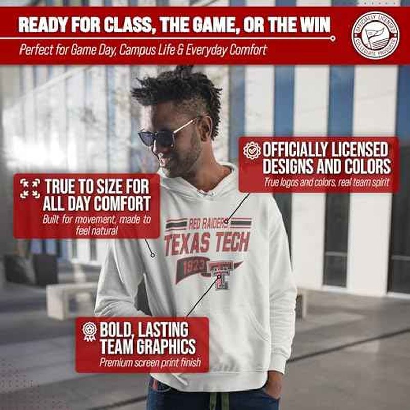 Campus Colors NCAA Adult Unisex Varsity Club Pennant Hooded Fleece Sweatshirt, Cozy Cotton Poly Blend, Classic Design