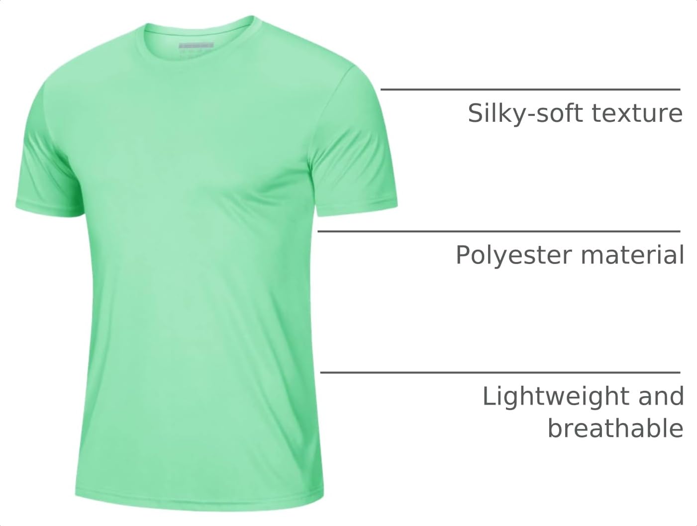 Short Sleeve Shirts for Men Dry Fit Moisture Wicking Tshirts Active Athletic Performance Shirts Workout Running T-Shirt Mint Green