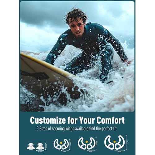 Ear Plugs for Swimming Surfing with Lanyard, Block Out Water Let Sound in, Reusable Comfy Custom-fit Swim Waterproof earplugs Men Women for Swimmer Shower Pool Bath Water Sports