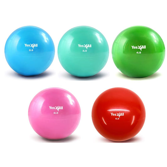 Yes4All Toning Ball, Medicine Balls for Exercise, Soft Medicine Ball for Pilates, Yoga and Fitness, Perfect for Balance, Flexibility - Set of 6