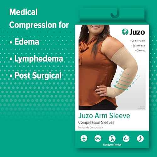 Juzo Soft 2001 20-30mmhg Standard Armsleeve with Silicone Top Band for Women,Beige,2 (II)Long