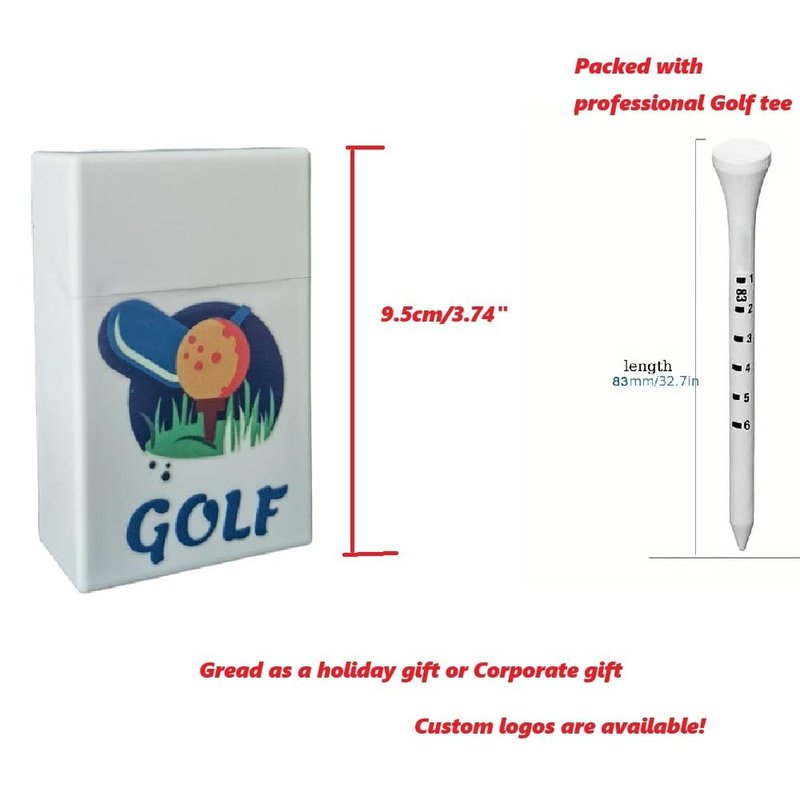 kinworks Professional Golf Tees with Scale, 10 Counts 83mm (3.25") Wooden Tees Iconic Packaging and Cool Golf Gift Box Funny Golf Accessory for Golfers (Purple)