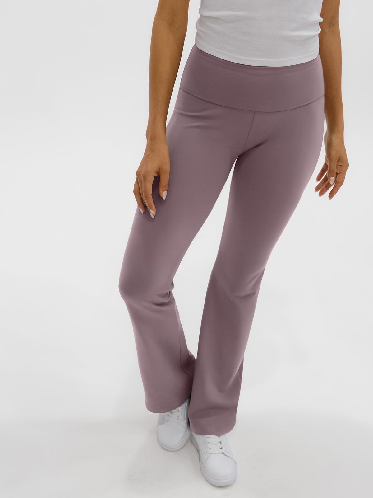 Trendy Queen Slacks for Women Trouser Style Yoga Bell Bottom Palazzo Pants 2024 Resort Wear Purple