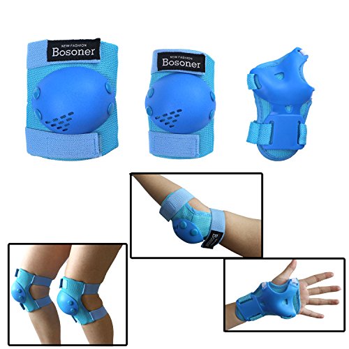 BOSONER Kids/Youth Knee Pads Elbow Pads Wrist Guards Set for 3-15 Years, Child Protective Gear Set for Multi-Sports Outdoor, Roller Skates, Cycling, BMX Bike, Skateboard, Inline Skating, Scooter