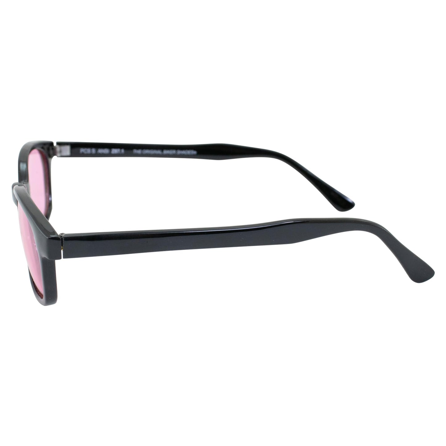 X-KD's Sunglasses 1014 20 Percent Larger than Original KD's ANSI Z80.3 Black w/Pink Lenses