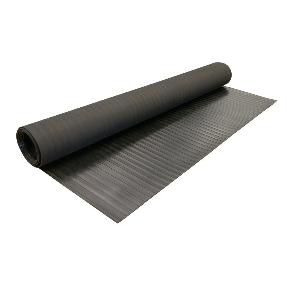 "Wide Rib" Rubber Flooring Mat - 1/8" Thick x 4ft x 6ft - Black Runner Mats