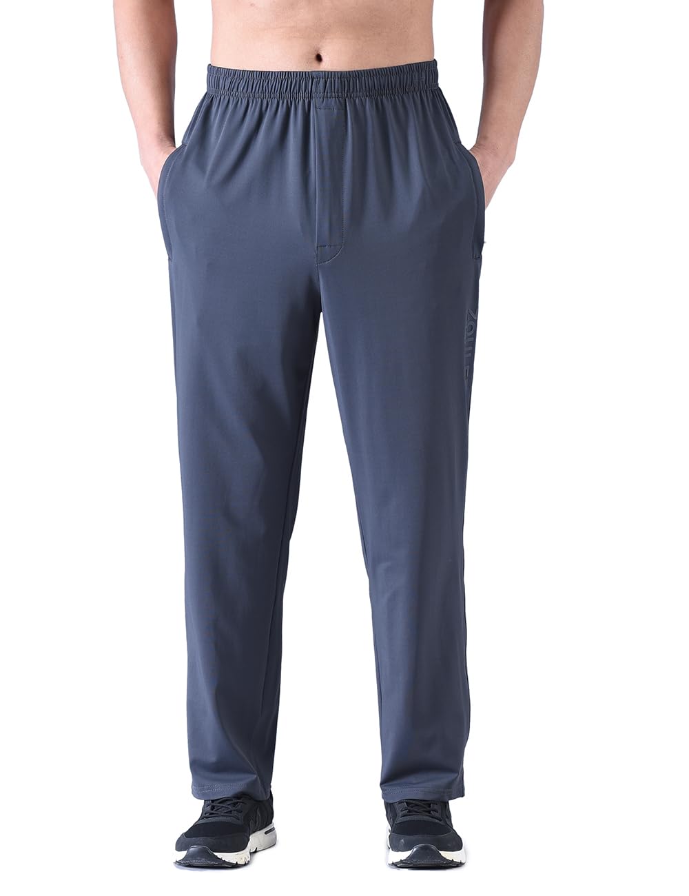 Zoulee New Men's Front Zipper Fly Open-Bottom Sweatpants Jogger Pants Dark Grey L