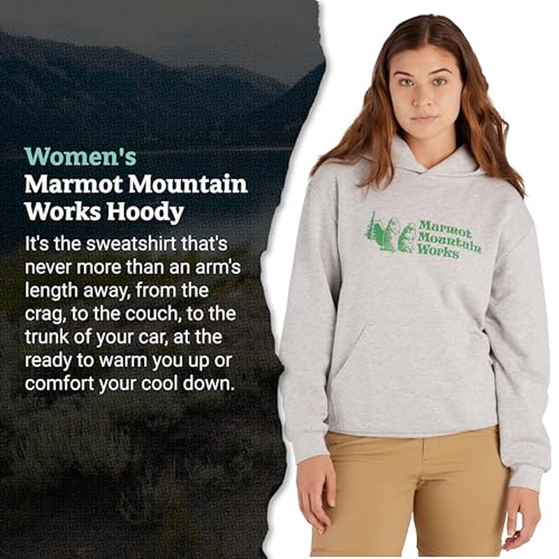 MARMOT Women's Marmot for Life Hoody - Hooded Sweatshirt with Screen Printed Graphic, Double-Layer Hood and Kangaroo Pocket