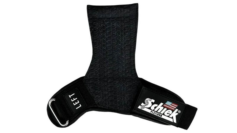 Schiek Sports Model 1907 Platinum Edition Ultimate Grips - 3 in 1 Weight Lifting Straps Wrist Wraps and Grip Pads - Secure Non Slip Control and Comfort for Strength Training (Black, Medium)