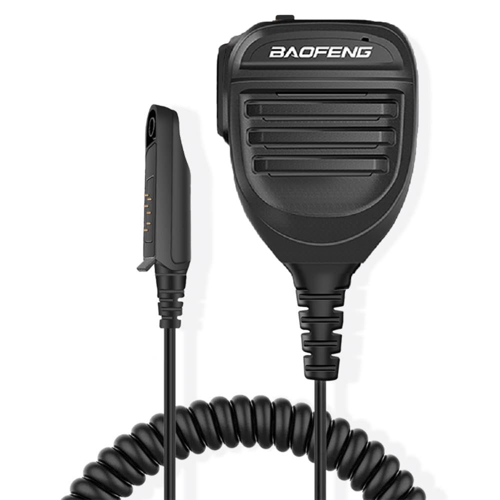 BAOFENG UV-9R Plus Ham Radio Dual PTT Mic SQ27K IP57 Waterproof Remote Shoulder Mic Handheld for GMRS Two Way Radio UV-9R PRO GMRS-9R UV-9G UV-XR (Black-Dual PTT)