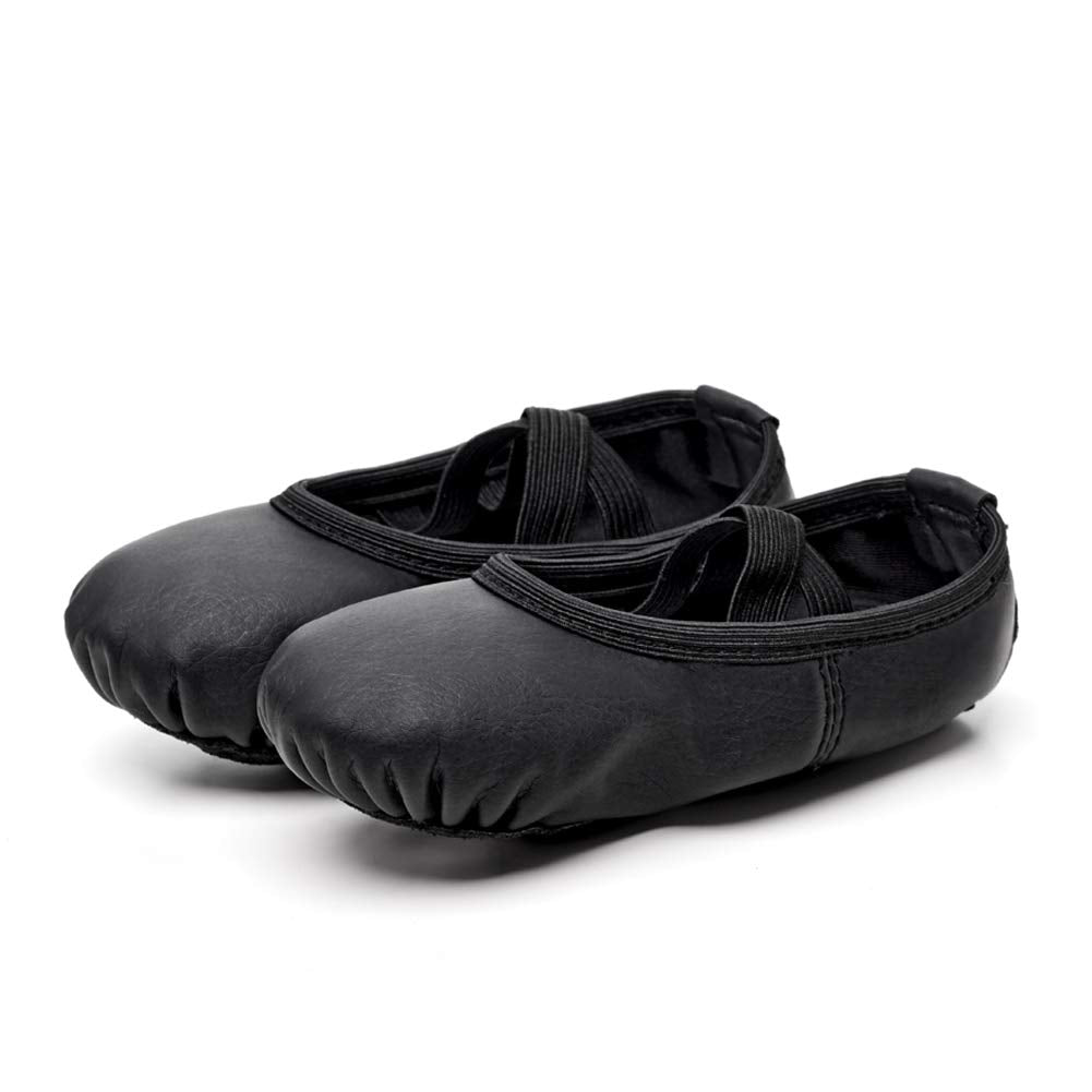 Stelle Ballet Shoes for Girls Toddler Ballet Slippers Soft Leather Boys Dance Shoes for Toddler/Little Kid/Big Kid(Black, 10MT)