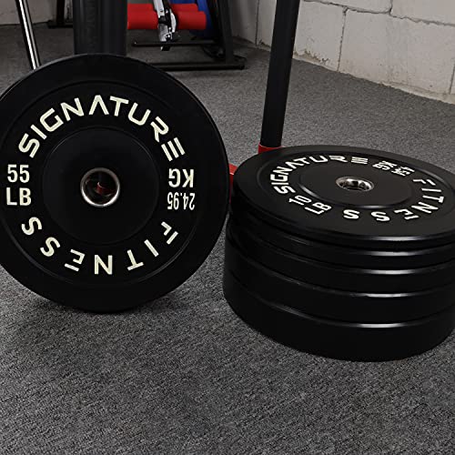 Signature Fitness 2" Olympic Bumper Plate Weight Plates with Steel Hub, 10LB Pair, Black