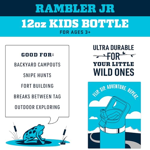 YETI Rambler Jr. 12 oz Kids Bottle, with Straw Cap, King Crab