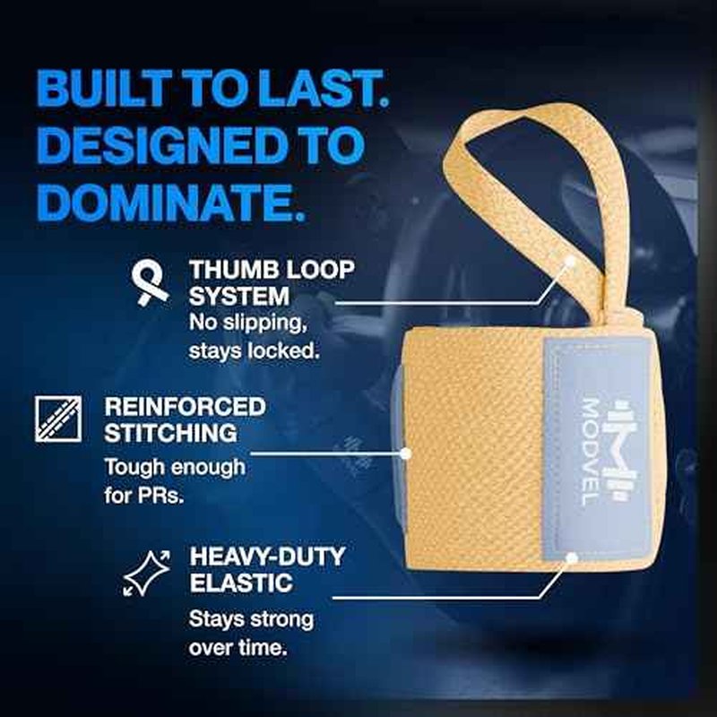 Modvel Adjustable Wrist Wraps for Gym & Lifting ? Thick, Breathable Support Straps for Wrist Stability, Comfort & Grip ? Ideal for Weight Training, CrossFit & Gym Workouts ? Yellow/Sky Blue (2-Pack)