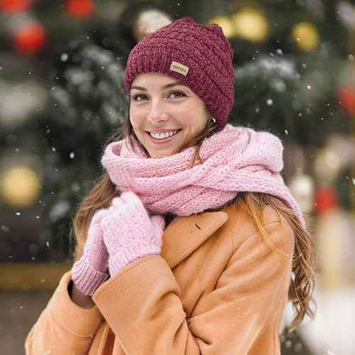 Sukeen Knit Beanie Hat for Women Thick Fleece Lined Winter Hat Warm Skull Cap Fashionable Knit Cap for Outdoor