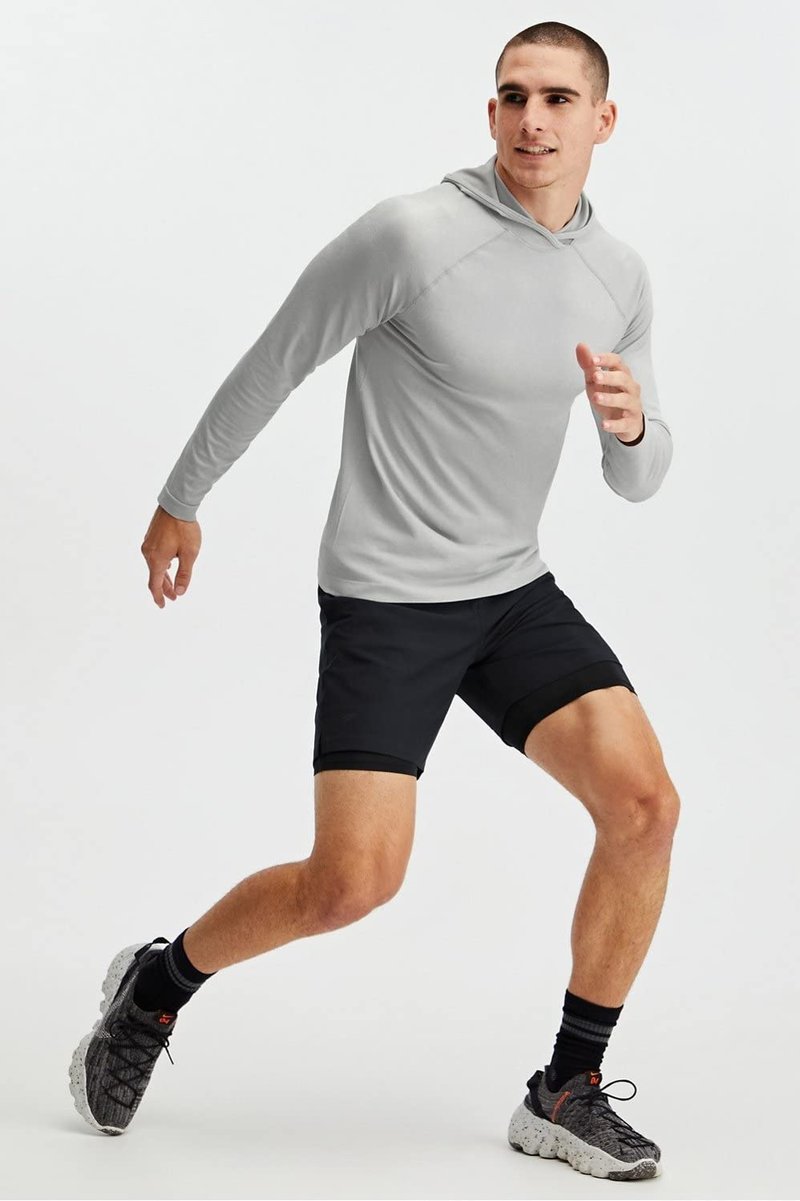 Fabletics Men's The Fundamental Short (Lined), Workout, Running, Training, Gym, Yoga, Ultra Lightweight, Athletic, 7" Inseam, L, Classic Indigo/Deep Navy
