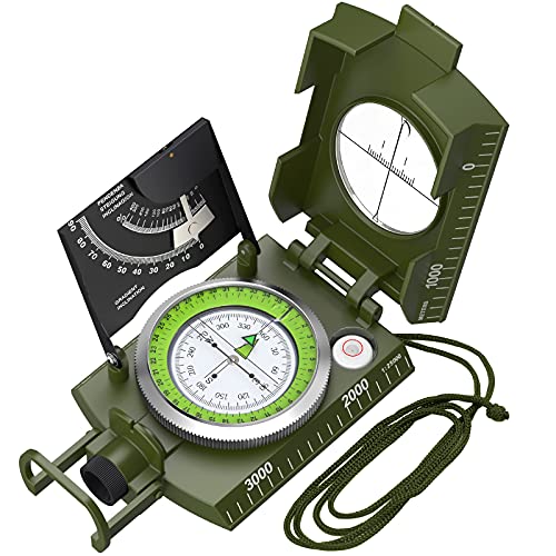 Proster IP65 Hiking Compass Waterproof Compass - Metal Compass Camping Compass with Sighting Clinometer with Carry Bag for Camping Hunting Hiking