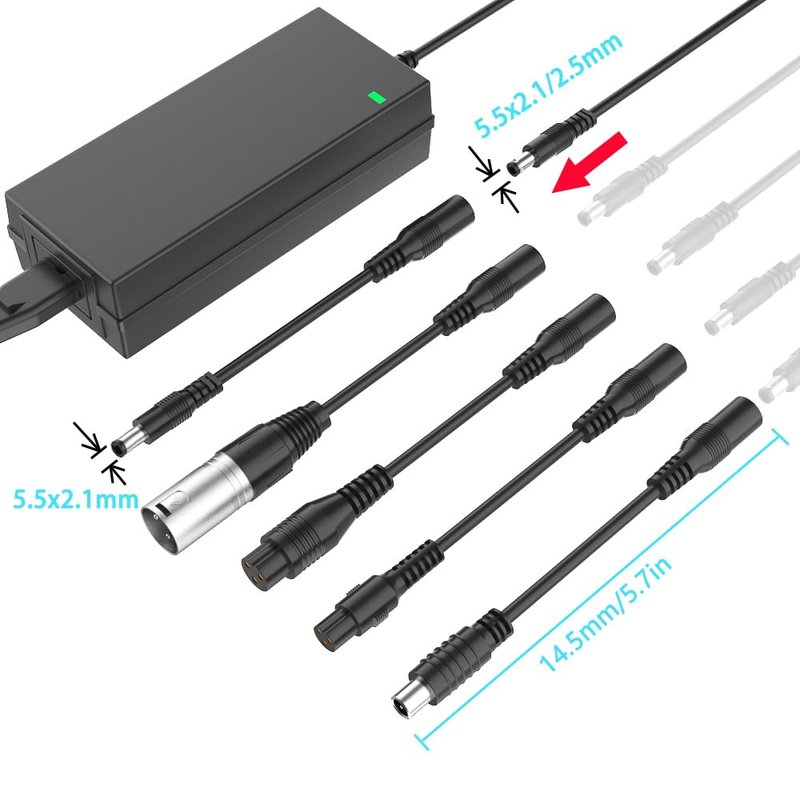 42V 2A Scooter Charger with 6 in 1 Plugs for 36V Pocket Mod, Sports Mod,Razor,Gotrax,Jetson,Voyage,Ninebot,Lithium Battery Device,Electric Scooter Charger