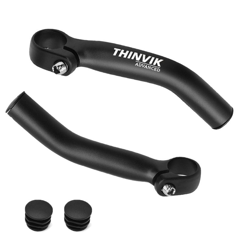Thinvik Bike Bar Ends, Aluminium Alloy MTB Bicycle Bar Ends, One-piece Forging Bike Handlebar Ends for Mountain Bike, Matte Black - basic