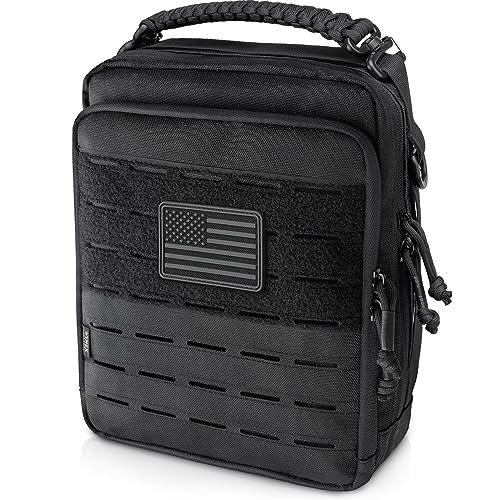 WYNEX Tactical Molle Admin Pouch, Utility EDC Pouch Organizer Modular Tool Pouch of Double Layer Design Medical EMT Attachment Bag Large Capacity with Elastic Webbing Insert Panel