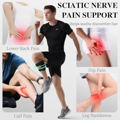 Sciatica Pain Relief Devices Brace, Sciatic Nerve Knee Brace with Dual Adjustable Pressure Pads Targeted Compression, Sciatic Ease Calf Brace for Lower Back Pain Relief, Fits for Men and Women