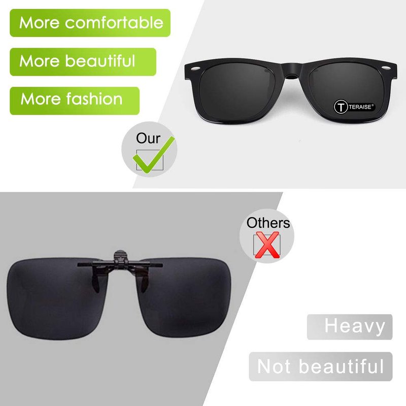 TERAISE Polarized Clip-On Driving Sunglasses with Flip Up Function-Suitable for Driving Fishing Outdoor Sport