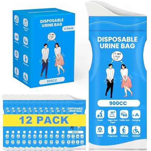 Disposable Pee Bags, 900ML Urine Bags for Women Men, 8/12/24 Pack Emergency Portable Urinal Bag and Vomit Bag Female Urinal Bags for Travel, Camping, Traffic Jams, Patient, Pregnant