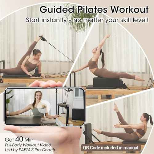 Pilates Reformer, PAETA 92" Wooden Foldable Pilates Reformer Machine with Springs, Pilates Machines for Home Use and Studio, Pilates Equipment with Sitting Box, Jump Board and Accessories