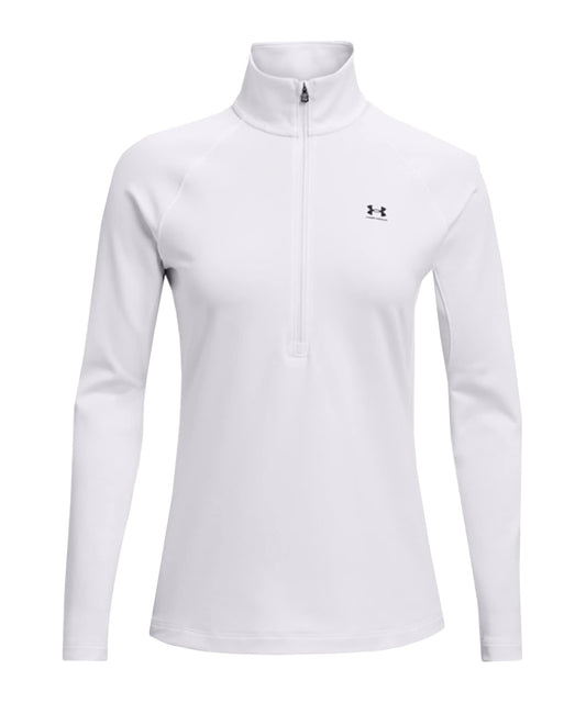 Under Armour Women's Authentics ColdGear ¼ Zip T-Shirt, White (100)/Black, X-Large