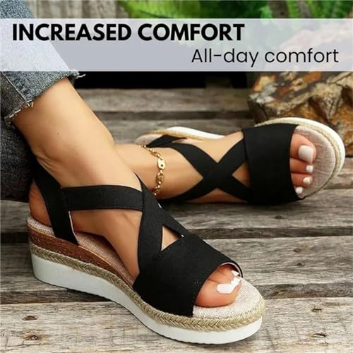 Sikrit OrthoStella Ergonomic Pain-Relieving Sandals for Women, Womens Width Sandals Flat Wedge Heel Hollow Beach Sandals (beige,38)