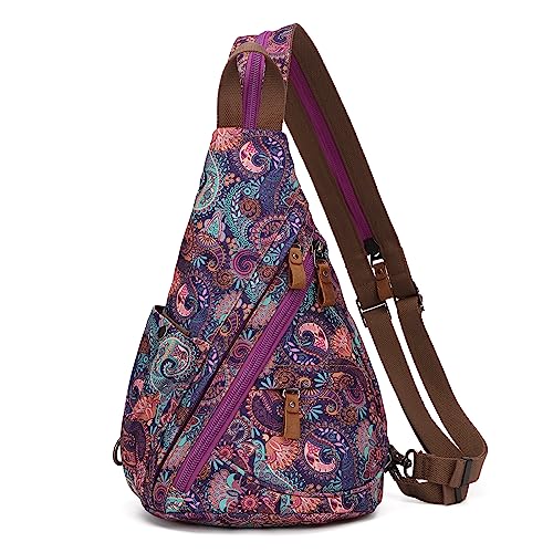 KL928 Canvas Sling Bag - Small Crossbody Backpack Shoulder Casual Daypack Rucksack for Men Women