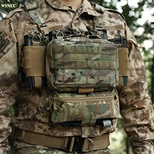 WYNEX Tactical Mag Admin Pouch, Molle Utility Tool Pouch Medical EMT Organizer with Triple Stacker Magazine Holder for M4 M16 Patch Included