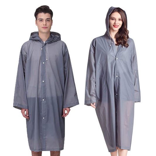 Rain Ponchos for Adults Reusable, 2 Pcs Raincoats for Women Men with Hood (E-Gray)