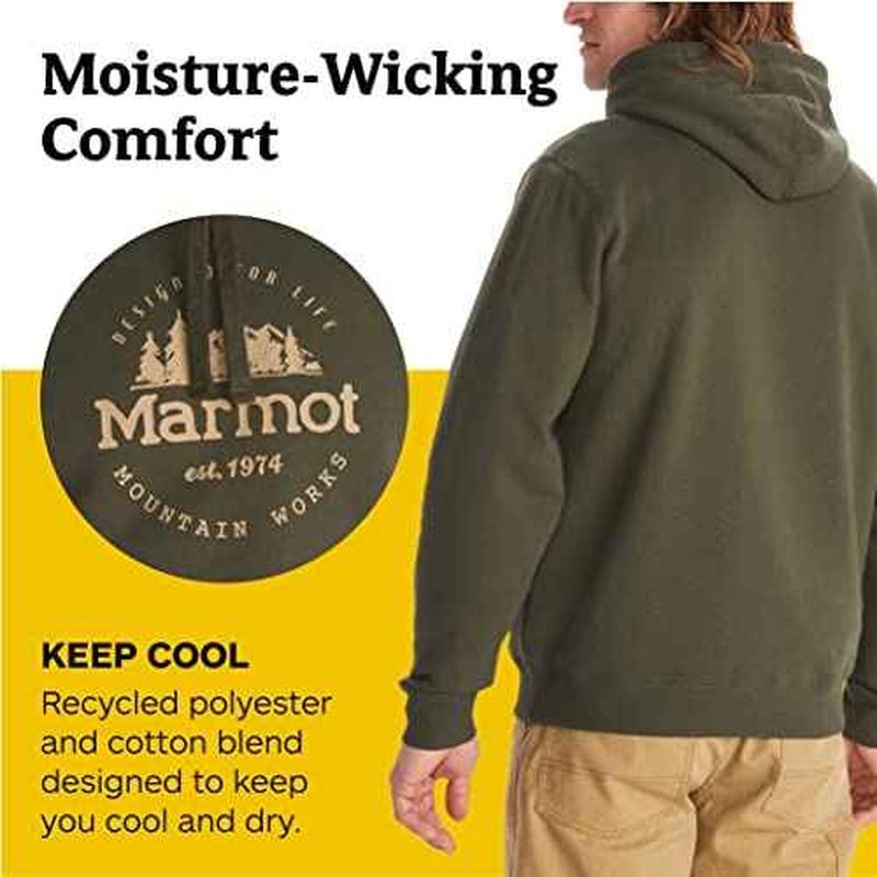 Marmot Men's Culebra Peak Hoody - Hooded Midweight Pullover Fleece Sweatshirt with Screen Printed Graphic and Kangaroo Pocket