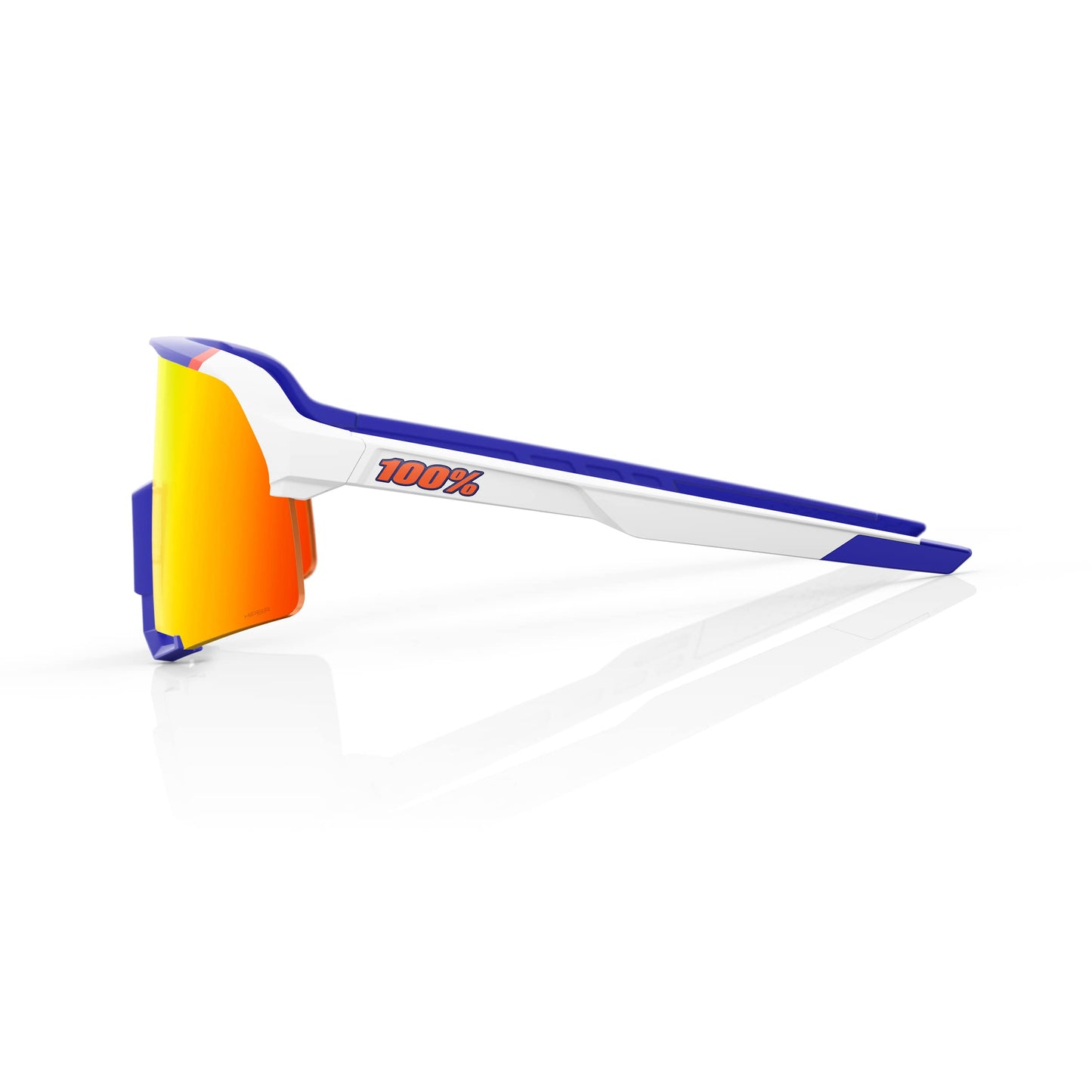 100% S3 Sport Performance Cycling Sunglasses - Soft Tact Blue/White - HiPER Red Multilayer Mirror Lens