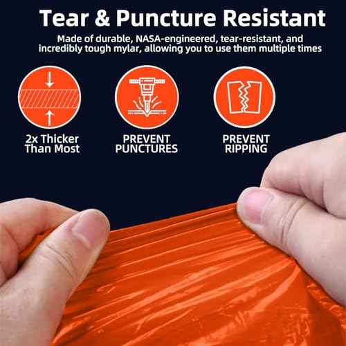 Thickened Emergency Rain Poncho, Thermal Poncho Survival Blankets Reusable Survival Ponchos for Camping, Hiking