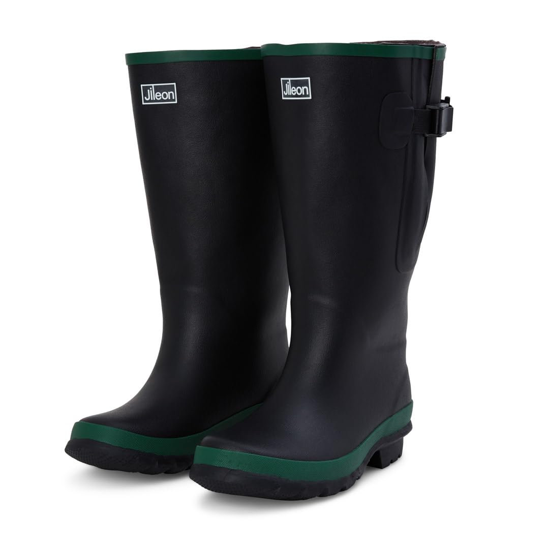 Jileon Extra Wide Calf Womens Rain Boots with Rear Expansion - Fit up to 20" Calves | Designed For Ladies with Wide Feet or Ankles | Durable and 100% Waterproof Boots