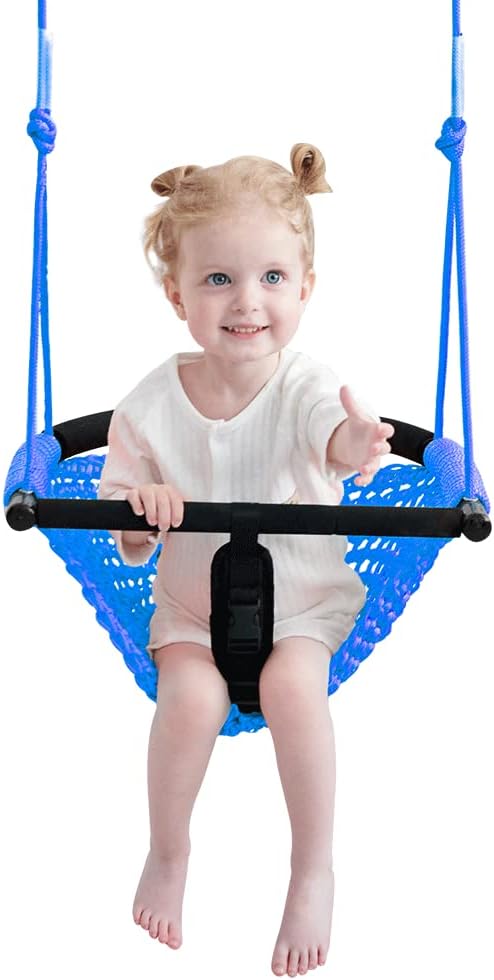 Toddler Swing - 2-in-1 Adjustable Seat with Heavy-Duty Ropes | Indoor/Outdoor Use (Blue)
