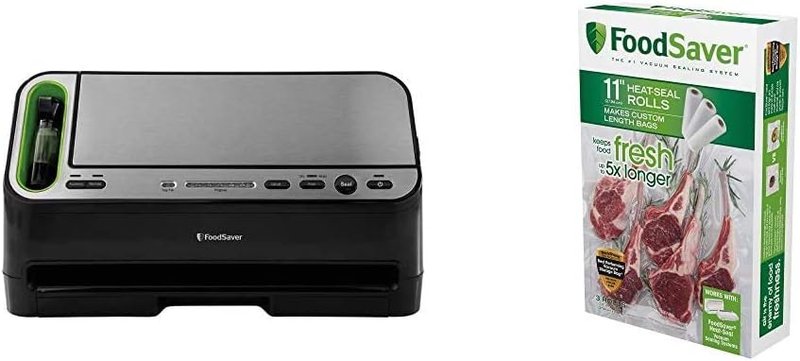 Foodsaver V4400 Vacuum Sealer Machine - 2-in-1 with Automatic Bag Detection & Starter Kit | Black/Silver, 11" x 16' Roll, BPA-Free