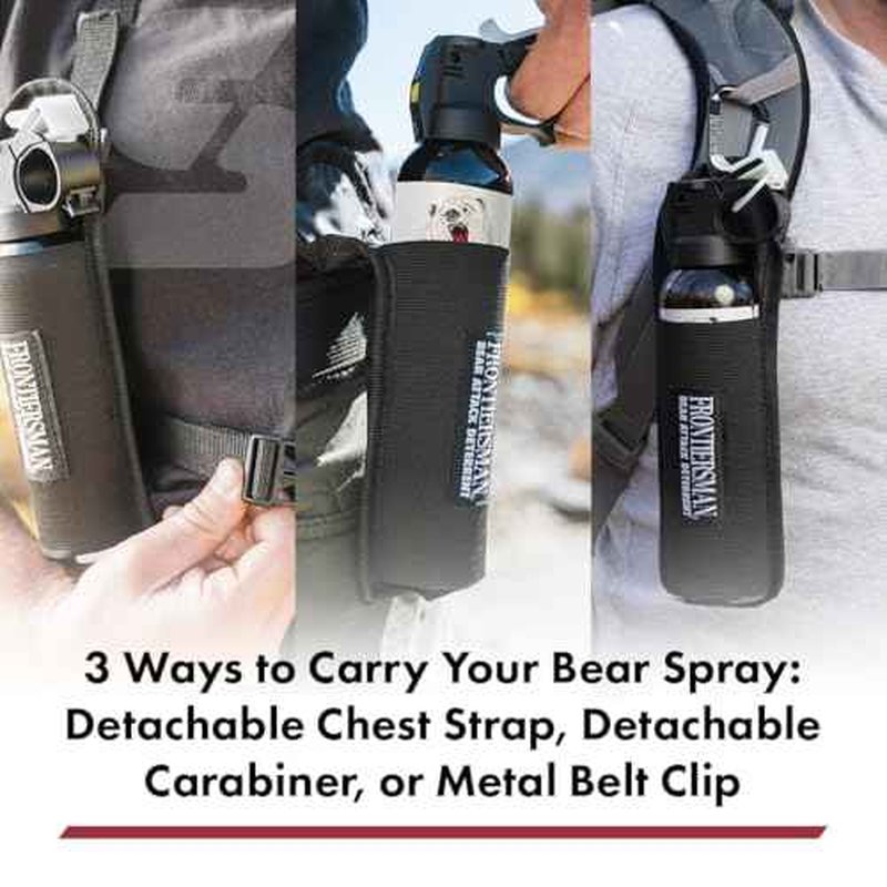 Sabre Frontiersman Bear Spray Holster for 7.9 & 9.2 Oz. Canisters, Nylon Chest, Belt, Waist, & 3-in-1 Options Available, Adjustable Straps, Strong Elastic Prevents Canister Loss, Hook & Loop Design