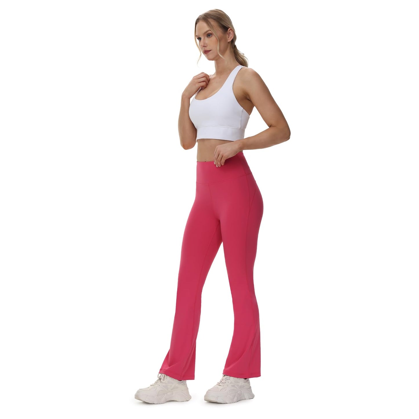 Rosemmetti Women's Bootcut Yoga Pants,High Waisted Flare Pants,Tummy Control Yoga Pants for Workout hotpink-XXL