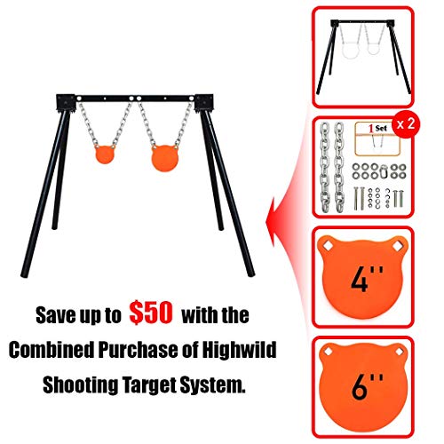 Highwild Steel Target Stand AR500 Shooting Target System (1 Stand, 2 Mounting Kits & 4"+ 6" Gongs)